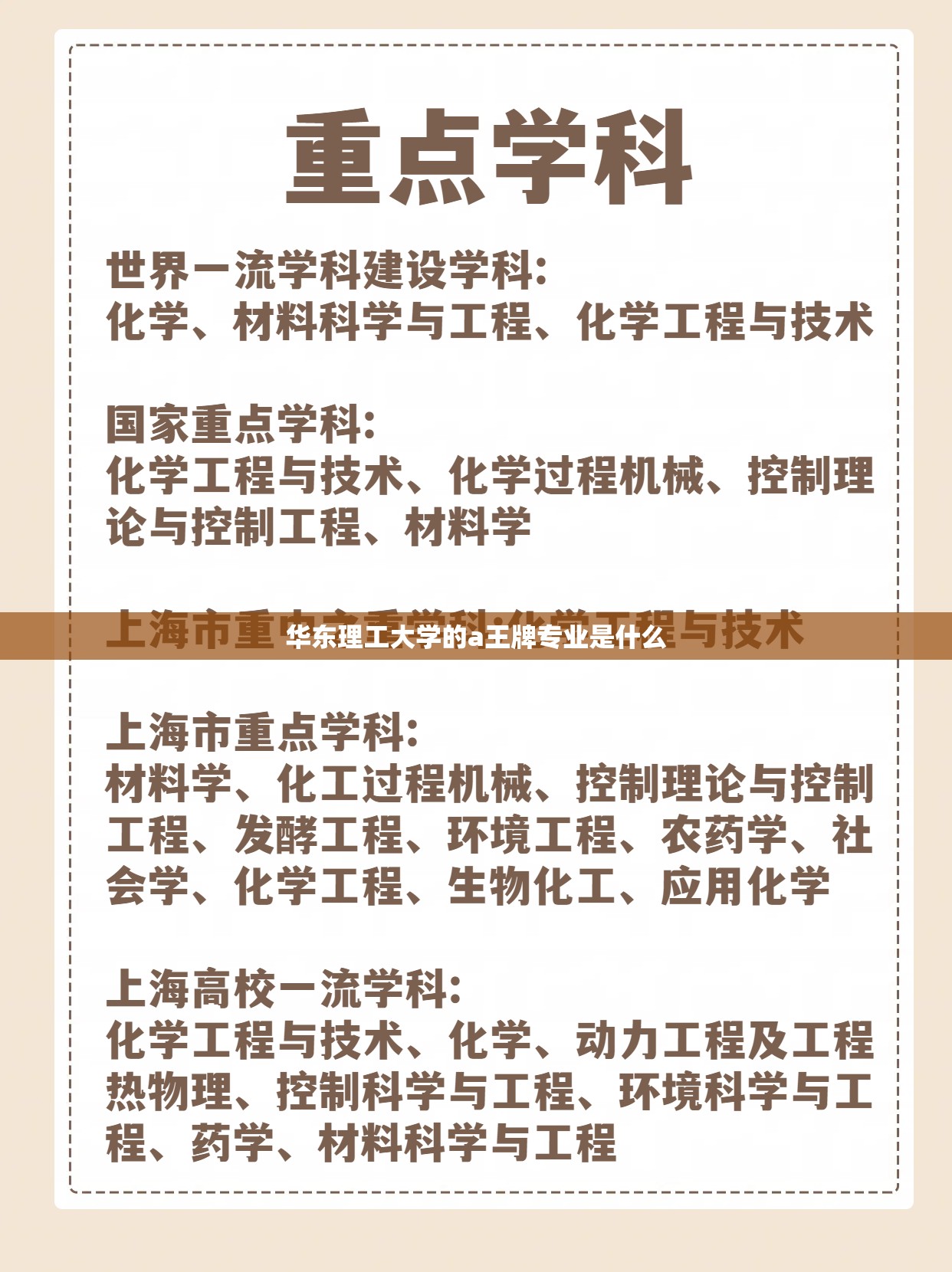 华东理工大学的a王牌专业是什么/华东理工大学最厉害三个专业 华东理工大学的a王牌专业是什么/华东理工大学最厉害三个专业
