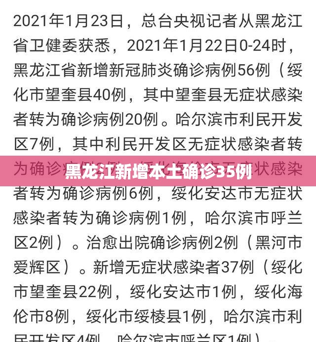 黑龙江新增本土确诊35例/黑龙江新冠最新消息 黑龙江新增本土确诊35例/黑龙江新冠最新消息