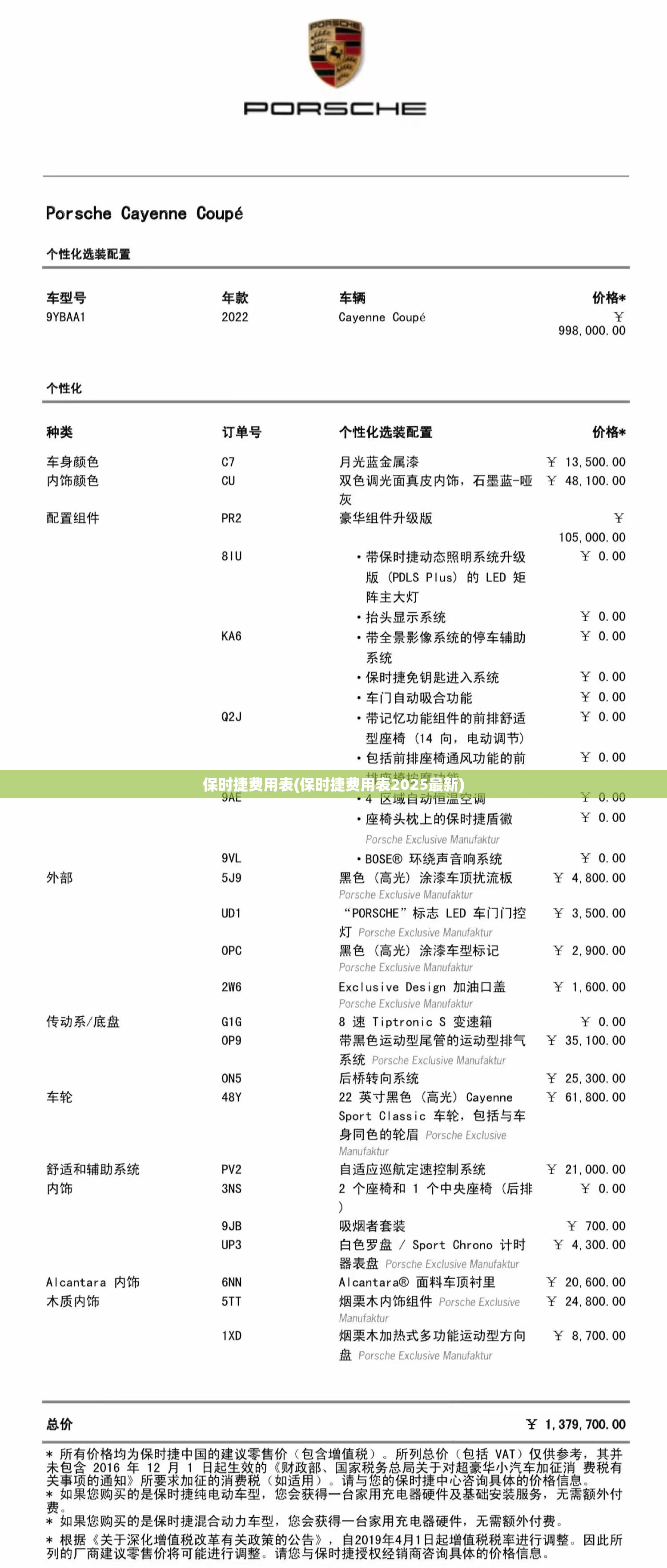 保时捷费用表(保时捷费用表2025最新) 保时捷费用表(保时捷费用表2025最新)