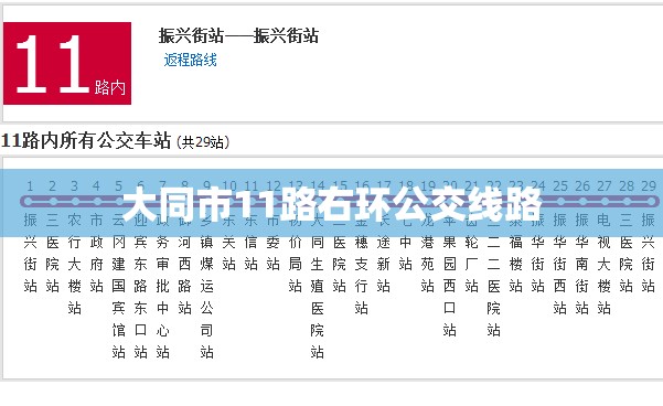 大同市11路右环公交线路 大同市11路右环公交线路