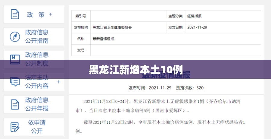 黑龙江新增本土10例/黑龙江最新动态