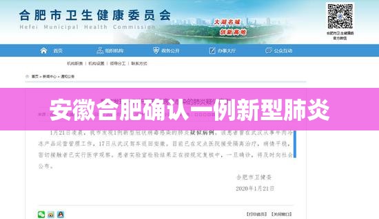 安徽合肥确认一例新型肺炎(安徽合肥确认一例新型肺炎是真的吗)