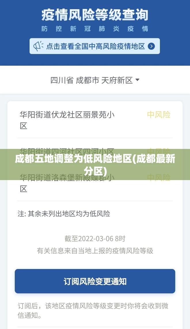 成都五地调整为低风险地区(成都最新分区)