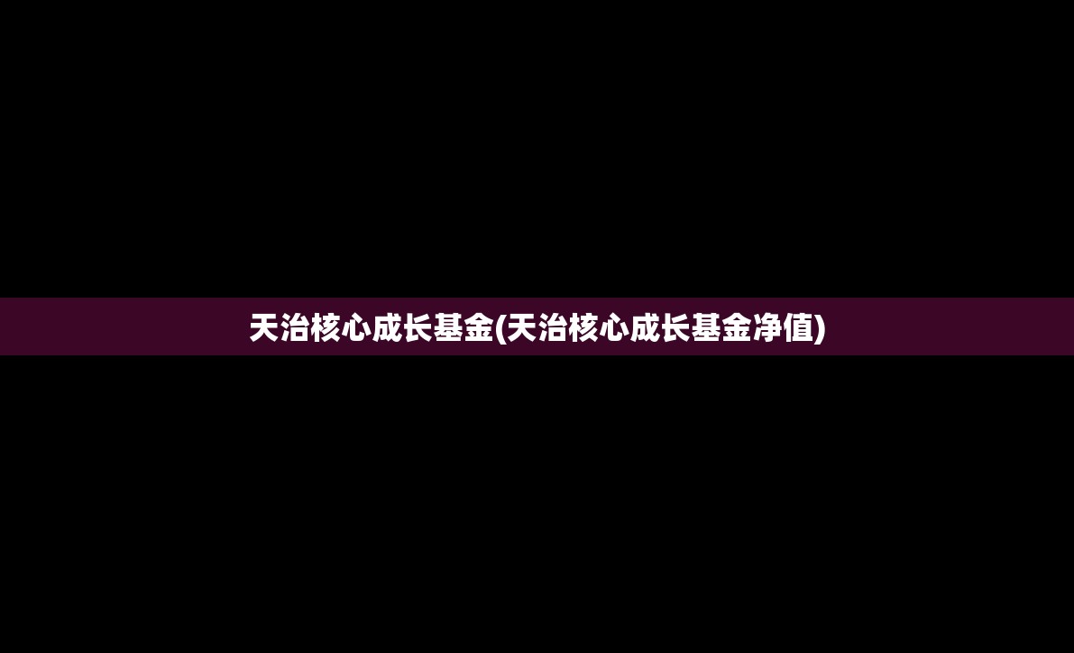 天治核心成长基金(天治核心成长基金净值)