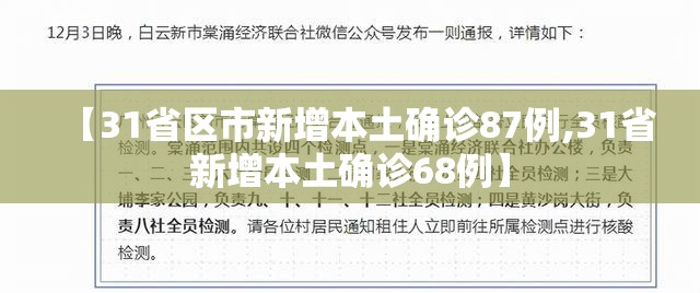 【31省区市新增本土确诊87例,31省新增本土确诊68例】 【31省区市新增本土确诊87例,31省新增本土确诊68例】