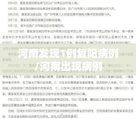 河南发现1例复阳病例/河南出现病例