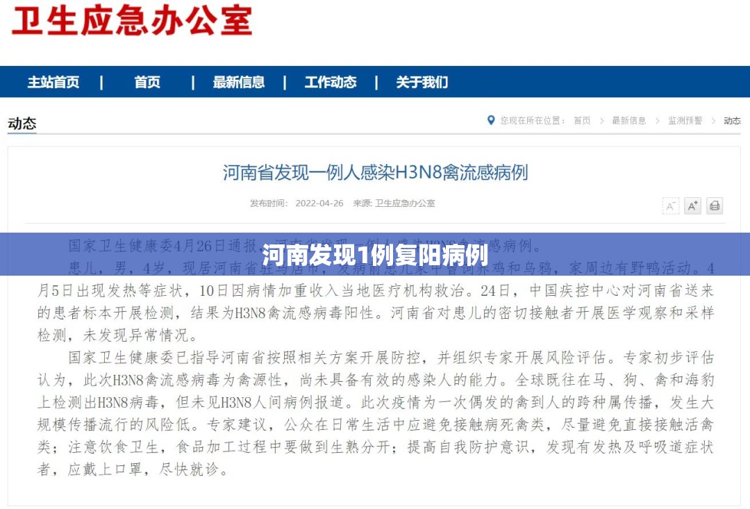 河南发现1例复阳病例/河南出现病例