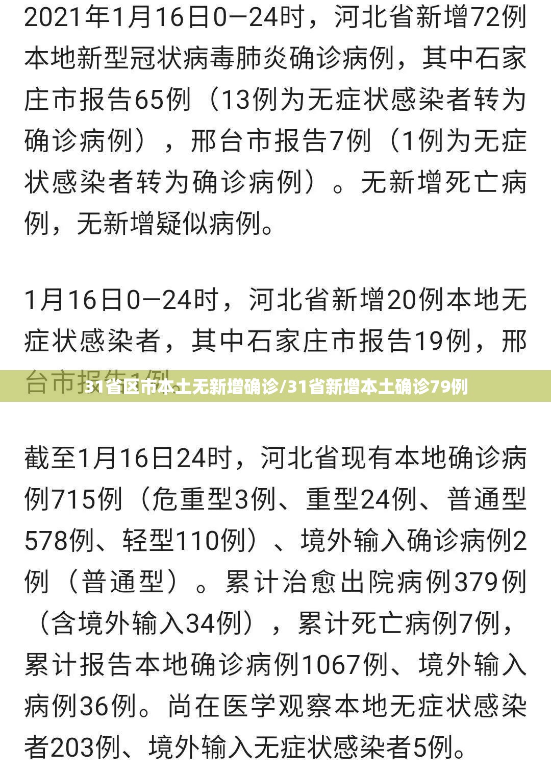 31省区市本土无新增确诊/31省新增本土确诊79例 31省区市本土无新增确诊/31省新增本土确诊79例