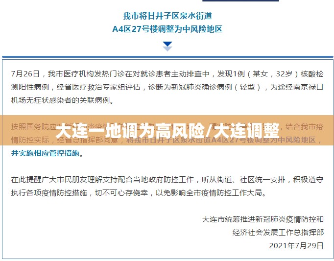 大连一地调为高风险/大连调整 大连一地调为高风险/大连调整