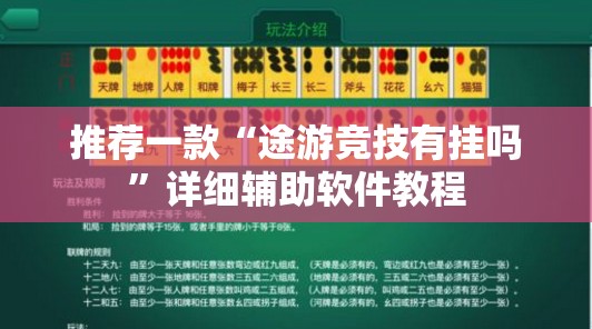 推荐一款“途游竞技有挂吗”详细辅助软件教程