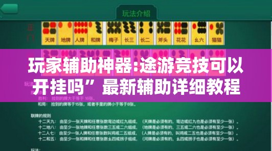 玩家辅助神器:途游竞技可以开挂吗	”最新辅助详细教程