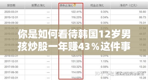 你是如何看待韩国12岁男孩炒股一年赚43%这件事的? 你是如何看待韩国12岁男孩炒股一年赚43%这件事的?