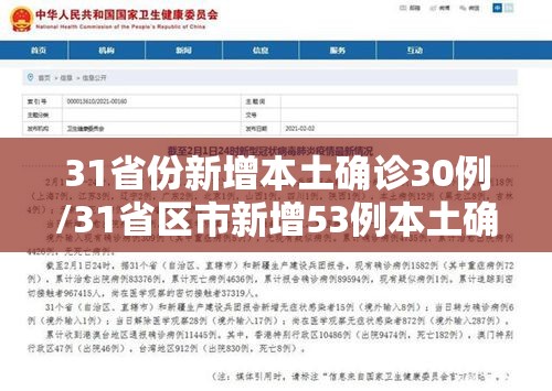 31省份新增本土确诊30例/31省区市新增53例本土确诊