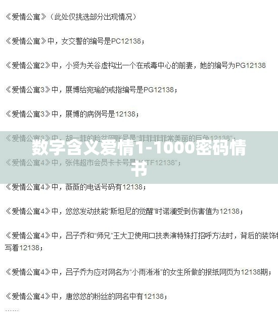 数字含义爱情1-1000密码情书