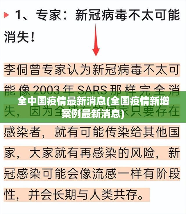 全中国疫情最新消息(全国疫情新增案例最新消息) 全中国疫情最新消息(全国疫情新增案例最新消息)