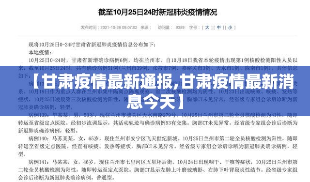 【甘肃疫情最新通报,甘肃疫情最新消息今天】