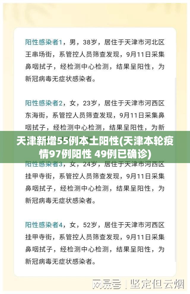 天津新增55例本土阳性(天津本轮疫情97例阳性 49例已确诊) 天津新增55例本土阳性(天津本轮疫情97例阳性 49例已确诊)