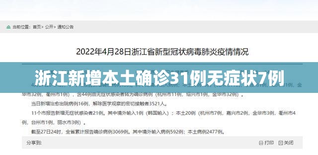 浙江新增本土确诊31例无症状7例/2026年7月新冠病毒浙江