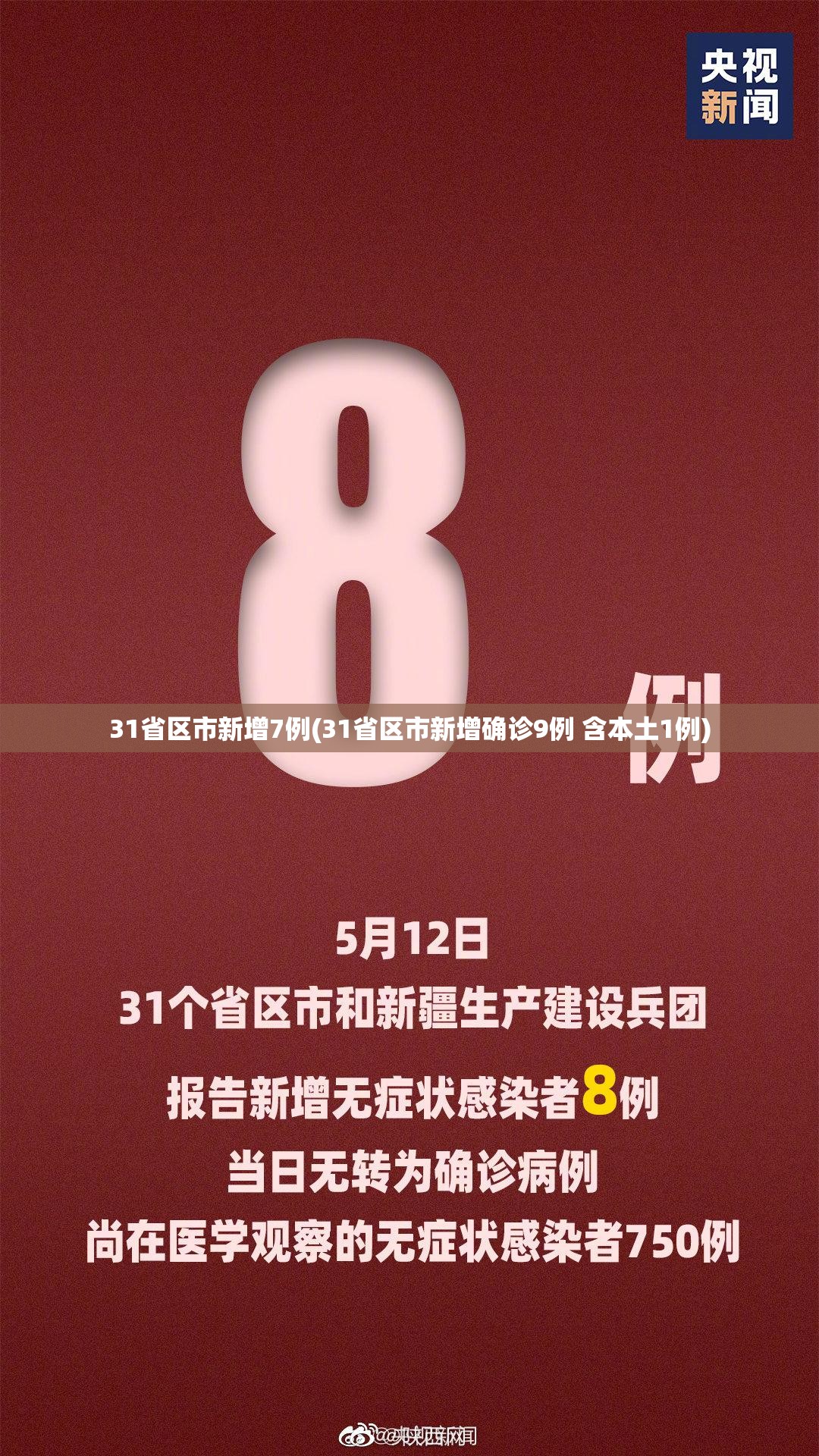 31省区市新增7例(31省区市新增确诊9例 含本土1例) 31省区市新增7例(31省区市新增确诊9例 含本土1例)