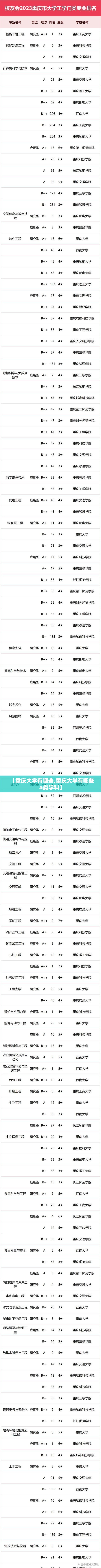 【重庆大学有哪些,重庆大学有哪些a类学科】
