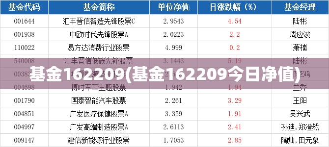 基金162209(基金162209今日净值)