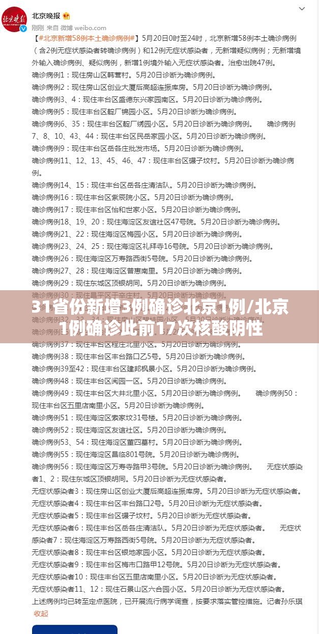 31省份新增3例确诊北京1例/北京1例确诊此前17次核酸阴性 31省份新增3例确诊北京1例/北京1例确诊此前17次核酸阴性