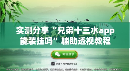 实测分享“兄弟十三水app能装挂吗”辅助透视教程