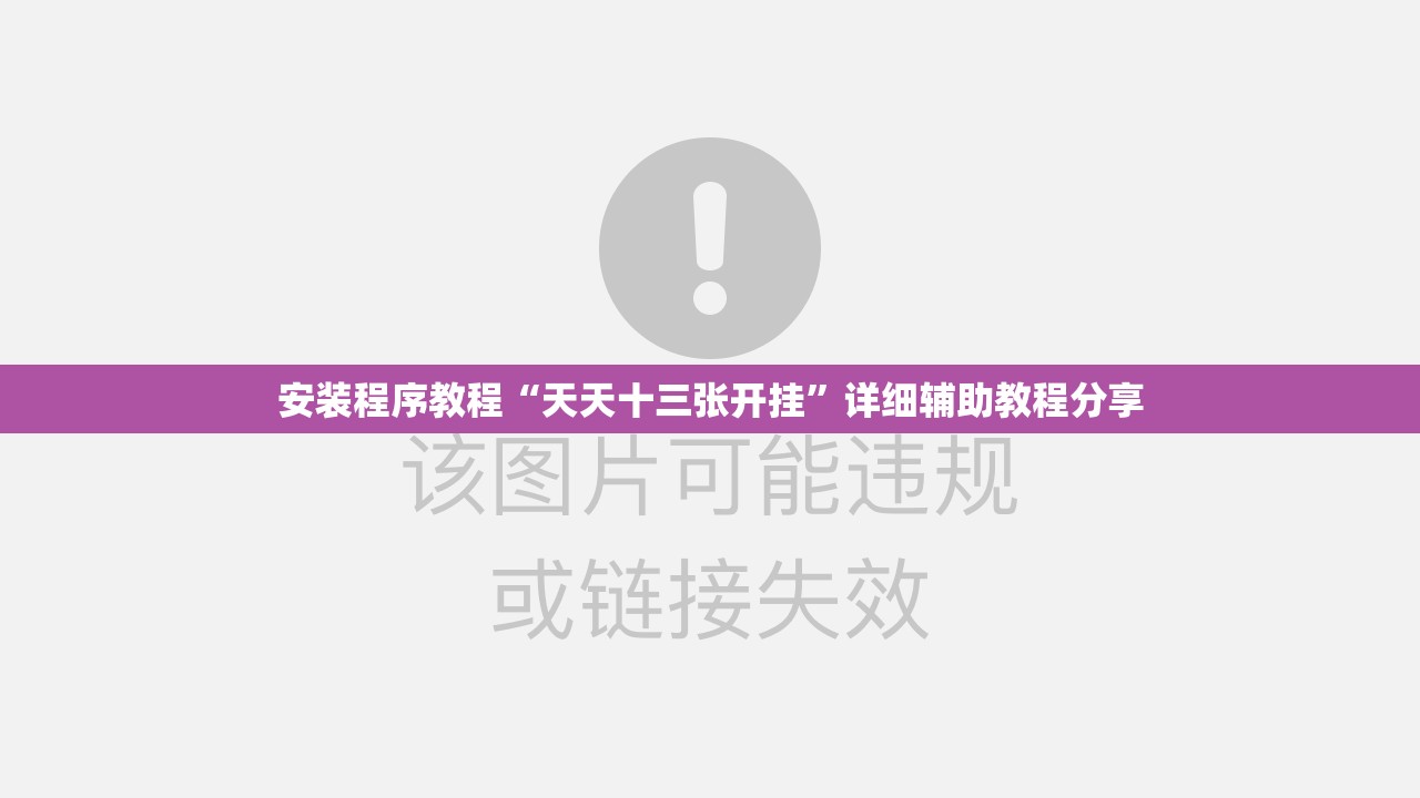 安装程序教程“天天十三张开挂”详细辅助教程分享