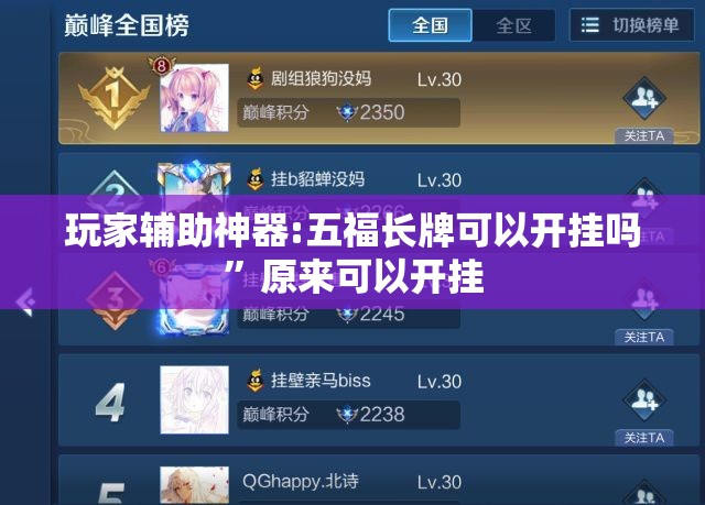 玩家辅助神器:五福长牌可以开挂吗”原来可以开挂
