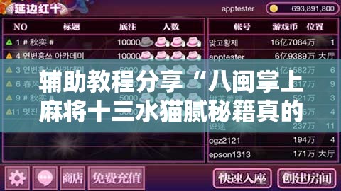 辅助教程分享“八闽掌上麻将十三水猫腻秘籍真的有挂”详细辅助教程分享