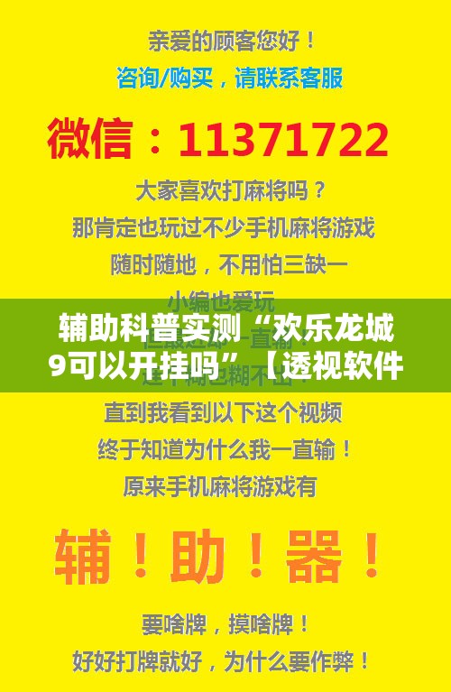 辅助科普实测“欢乐龙城9可以开挂吗	”【透视软件教程分享】